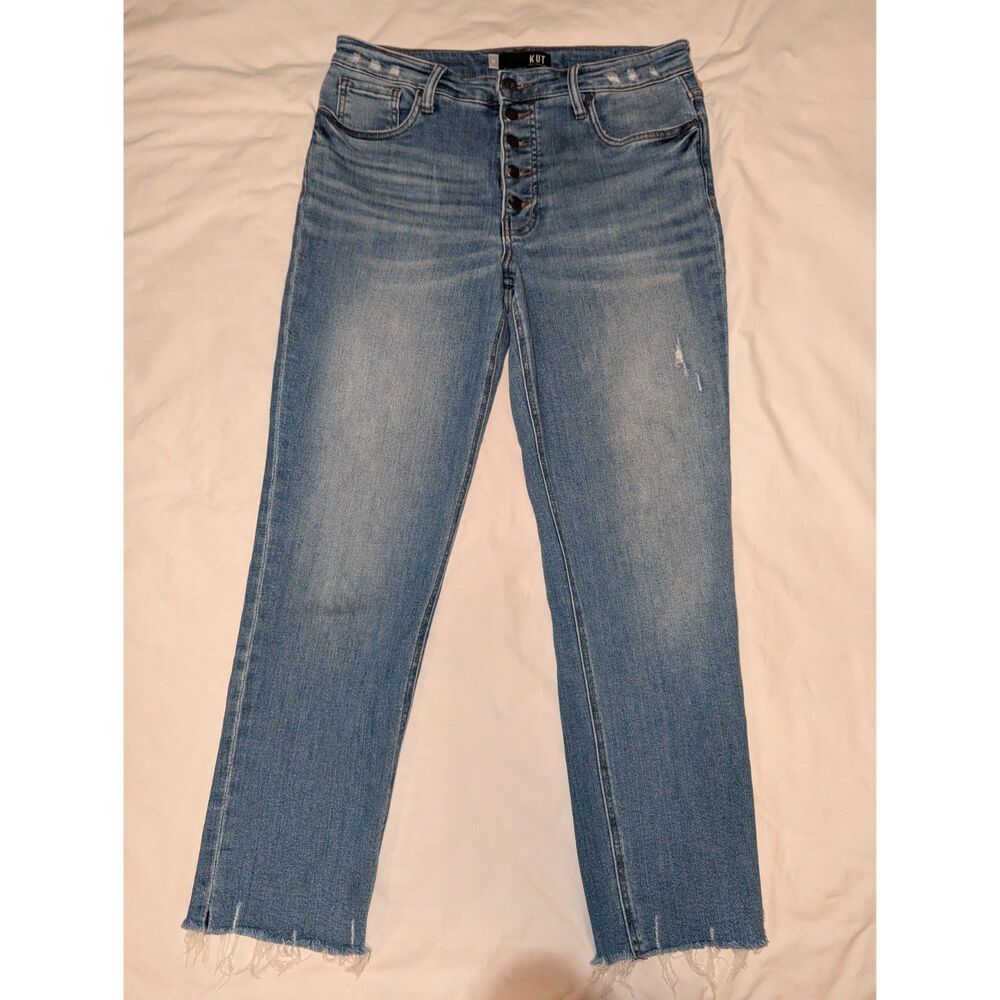 KUT from the Kloth Rachael Fab Ab High-Rise Distressed Mom Jeans size 10